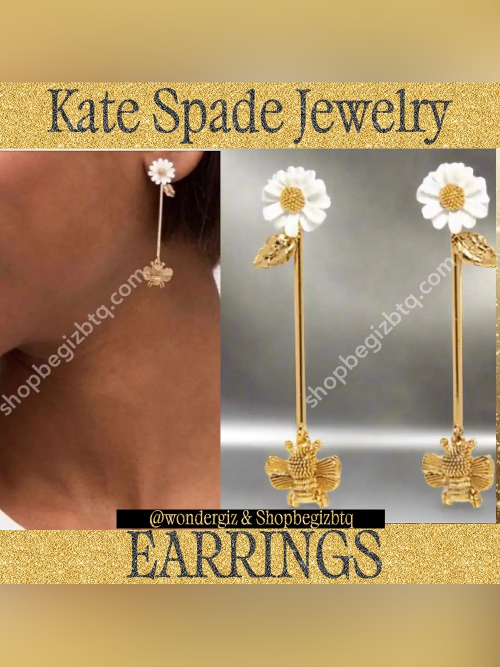 Authentic Kate Spade 'All Abuzz' Bee Stud Earrings